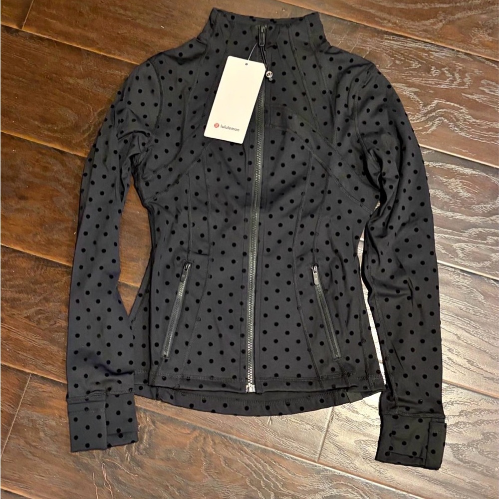 lululemon athletica Black Polka Dot Zip-Up Jacket